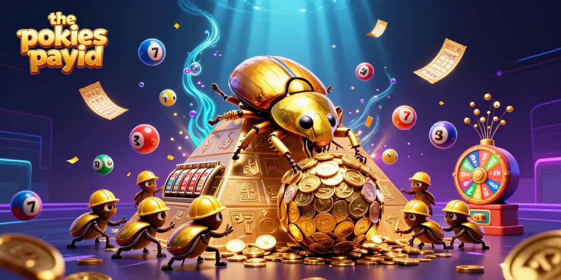 The pokies payid brings excitement with golden beetles and vibrant casino elements in a thrilling 3D scene.