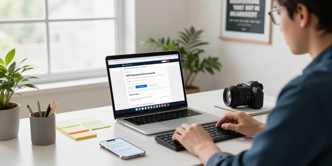 Engaging home office scene illustrating WPS Download setup and productivity tools.